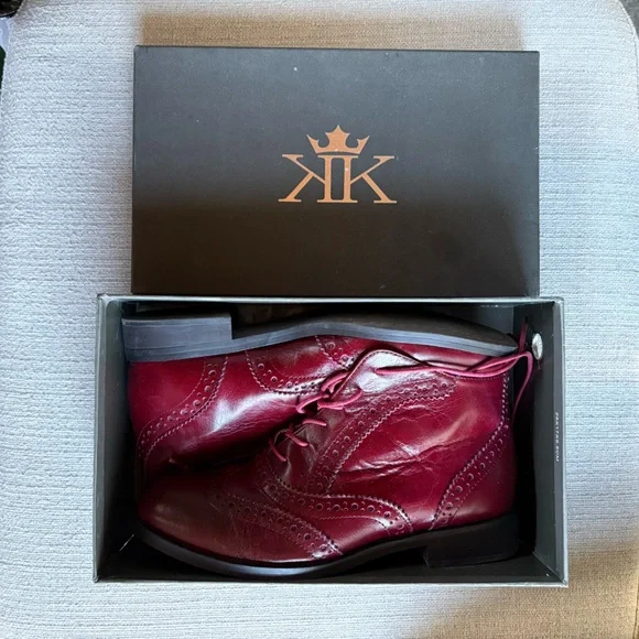 Kate Kanzer Red Brogue Ankle Boots - Picture 2 of 9